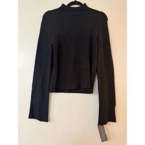 French Connection Black Mock Neck Bell Sleeve Cropped Sweater XS